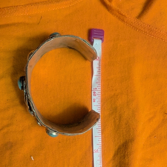 Silver and Turquoise Men's Cuff Bracelet - Picture 3 of 5